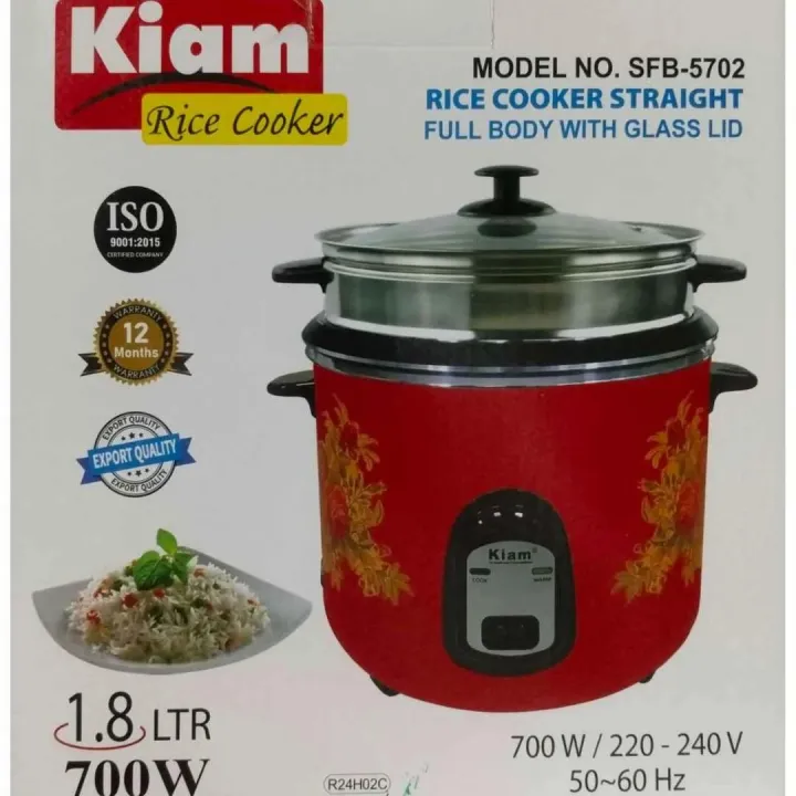 Kiam Rice Cooker Full Body 1.8 Ltr - Double pot (SS & Non Stick Pot)- SFB-5702 - Image 3